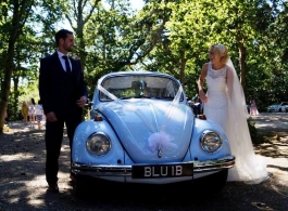 1969 Blue VW Beetle for weddings in Chichester