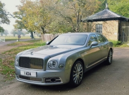 Silver Bentley Mulsanne for wedding hire in Woking