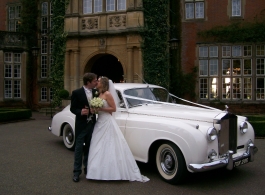 White 1950s Rolls Royce wedding car in Sunbury On Thames